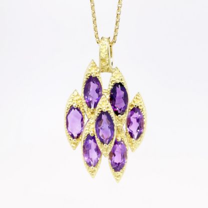 Picture of Mid Century Modernist 6.0ct Amethyst Pendant , 18k Yellow Gold