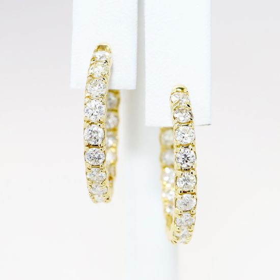 Picture of 14k Yellow Gold & 2.00ct Diamond Hoop Earrings