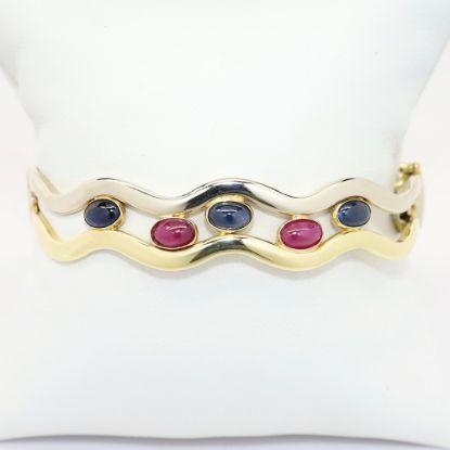 Picture of 14k Two-Tone Gold, Sapphire and Ruby Bangle Bracelet