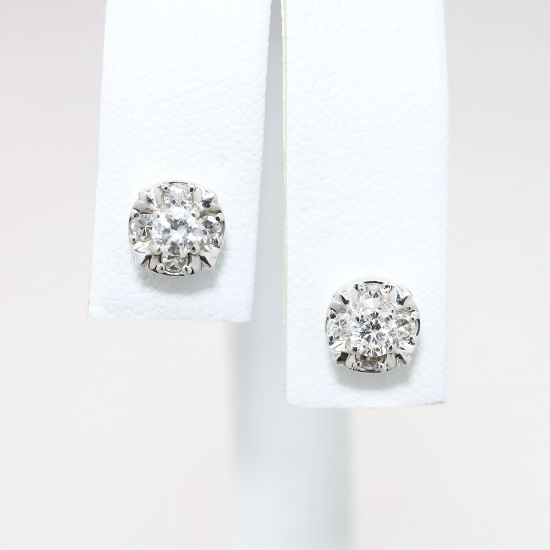 Picture of 0.50ct Diamond Cluster Stud Earrings, 14k White Gold