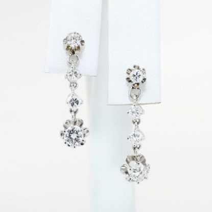 Picture of 1.10ct Diamond Drop Earrings, 14k White Gold