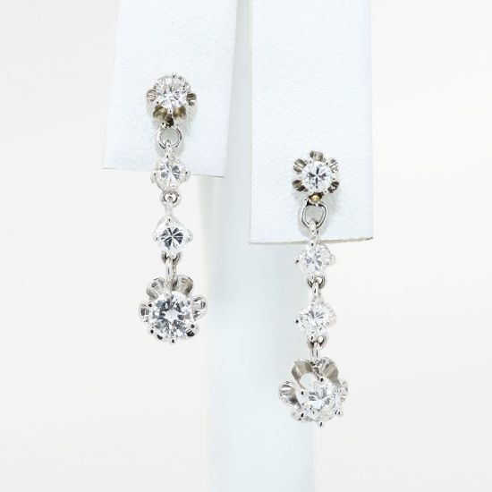 Picture of 1.10ct Diamond Drop Earrings, 14k White Gold