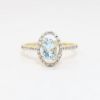 Picture of Oval Cut Aquamarine and Diamond Ring in 14k Yellow Gold