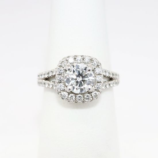 Picture of 1ct Round Brilliant Cut Diamond Ring in White Gold & Palladium