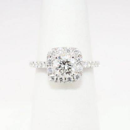 Picture of 0.88ct Round Brilliant Cut Diamond Ring with Square Halo in 14k White Gold