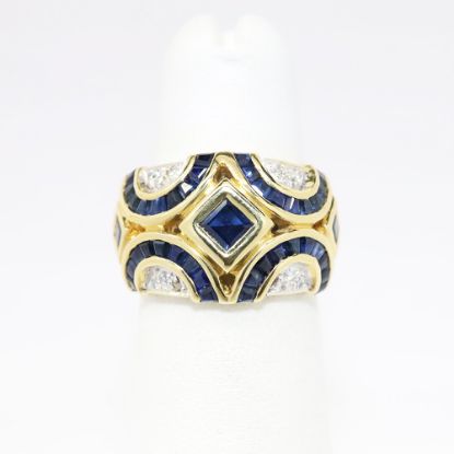 Picture of Sapphire and Diamond Statement Ring in 18k Yellow Gold