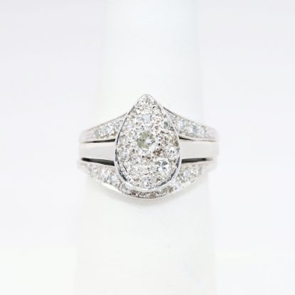 Picture of 0.75ct Diamond Pave Ring Set, Pear Shaped, 14k White Gold