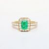 Picture of Emerald and Diamond Ring in 14k Yellow Gold