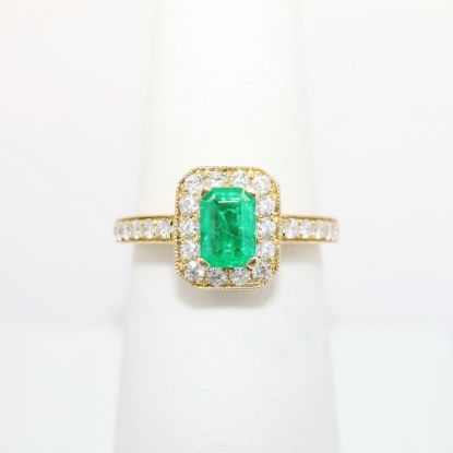 Picture of Emerald and Diamond Ring in 14k Yellow Gold