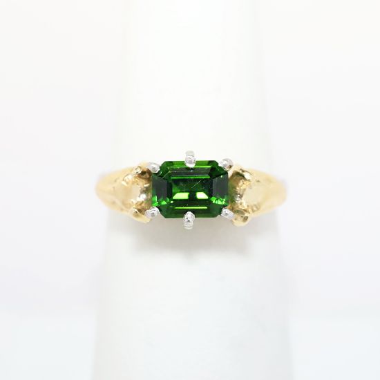 Picture of  1.00CT Green Tourmaline Ring in Platinum with 14k Yellow Gold Dog Heads