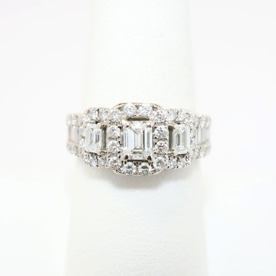 Picture of Emerald Cut Diamond 3-Stone Ring in 14k White Gold