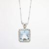 Picture of Aquamarine and Diamond Pendant in 14k White Gold