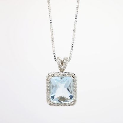 Picture of Aquamarine and Diamond Pendant in 14k White Gold