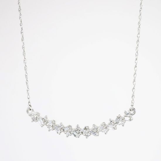 Picture of Diamond Baguette Cluster Necklace in 10k White Gold