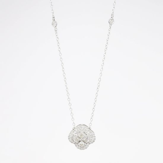 Picture of 0.38ct Diamond Cluster Clover/Quatrefoil Necklace in 14k White Gold