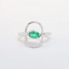 Picture of Emerald and Diamond Double Circle Ring in 14k White Gold