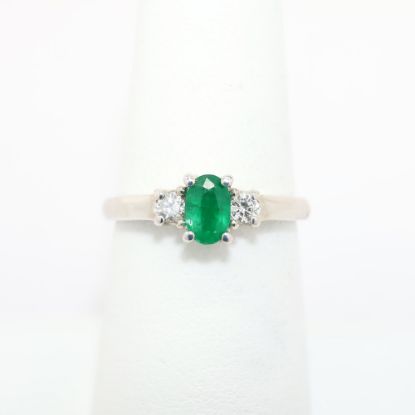 Picture of Emerald Ring with Diamond Accents in 14k White Gold