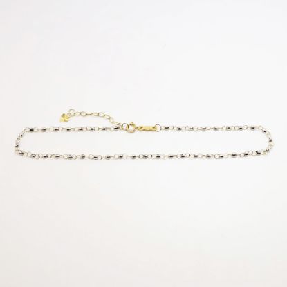 Picture of Beaded Link Chain Anklet in 14k Two-Tone Gold