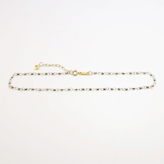 Picture of Beaded Link Chain Anklet in 14k Two-Tone Gold