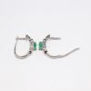 Picture of Emerald and Diamond Huggee/Hoop Earrings in 14k White Gold