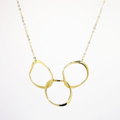 Picture of Three Linked Circles Necklace in 14k Yellow Gold