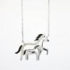 Picture of Mother and Baby Horse Pendant Necklace in 10k White Gold & Diamonds