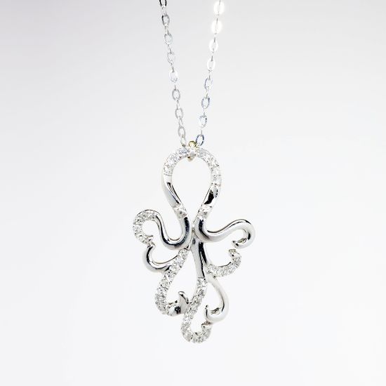 Picture of Diamond Octopus Necklace in 14k White Gold