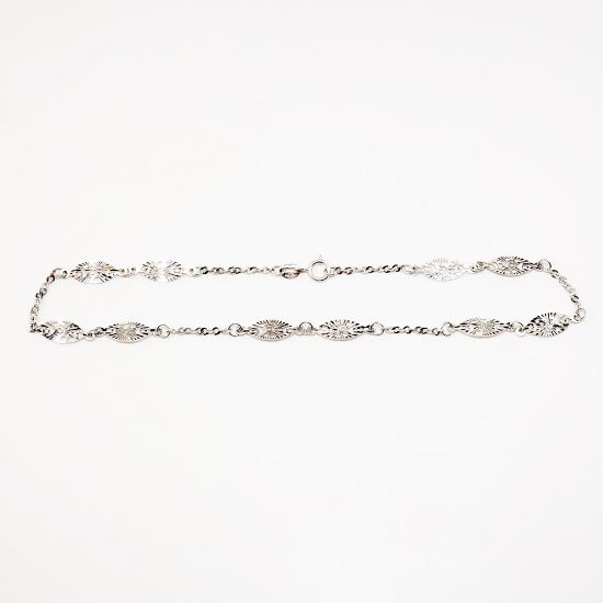 Picture of Filigree Link Anklet in 14k White Gold