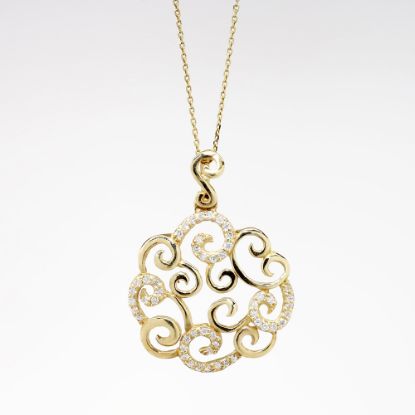 Picture of 0.22ct Diamond Swirl Pendant Necklace in 14k Yellow Gold