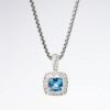 Picture of David Yurman Blue Topaz with Diamond Halo Sterling Silver Pendant Necklace