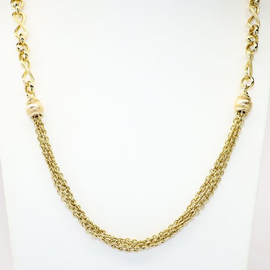 Picture of 18k Yellow Gold Multi Strand Chain Necklace with Beads