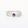 Picture of Bezel Set Amethyst Ring with Diamond Accents in 14k White Gold