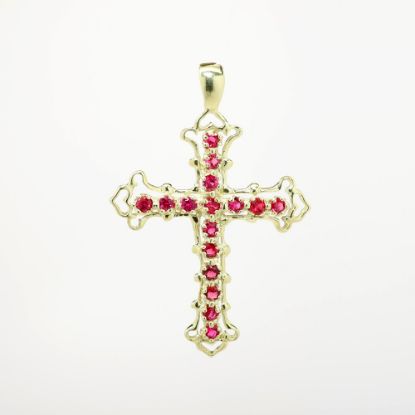 Picture of 2.50ct Ruby Cross Pendant in 14k Yellow Gold