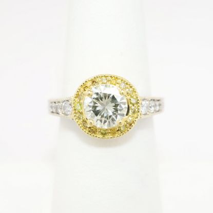 Picture of Light Yellow, Round Brilliant Cut, 1.20ct Diamond Ring in 14k White Gold