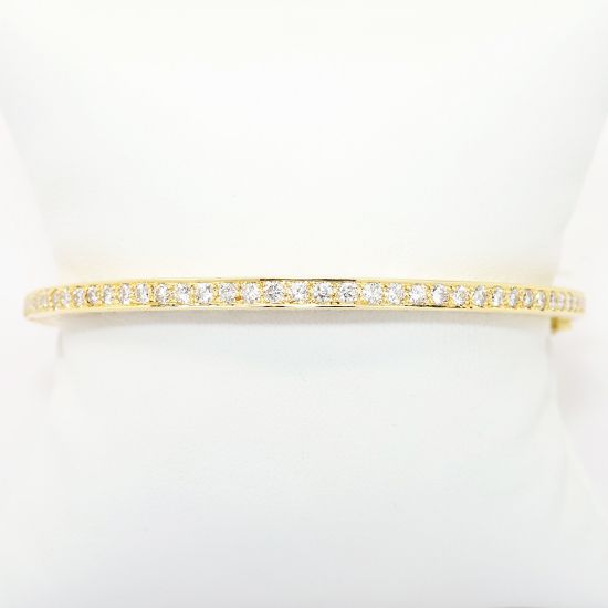 Picture of 18k Yellow Gold & Diamond Bangle Bracelet with Star & Moon Details, 3.50ct