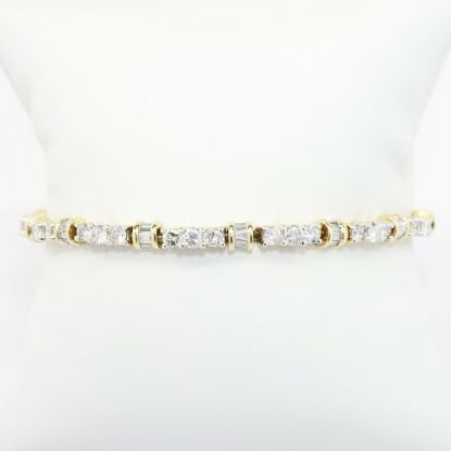 Picture of 5.28ct Round & Baguette Cut Diamond Bracelet in 14k Yellow Gold