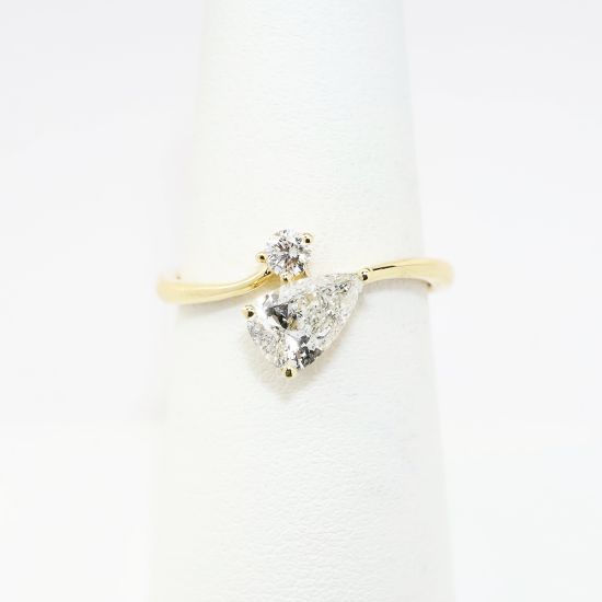 Picture of 14k Yellow Gold, Pear & Round Cut Diamond Ring