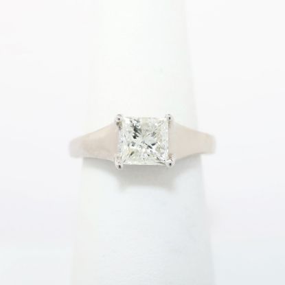 Picture of Palladium & 1.35ct Square Modified Brilliant Cut Diamond Solitaire Ring 