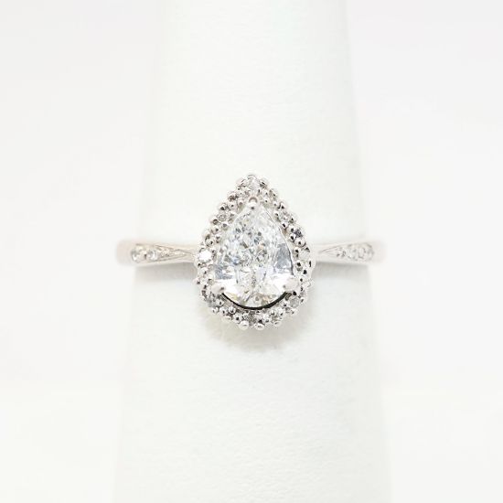 Picture of 0.52ct Pear Cut Diamond Ring with Halo in 14k White Gold