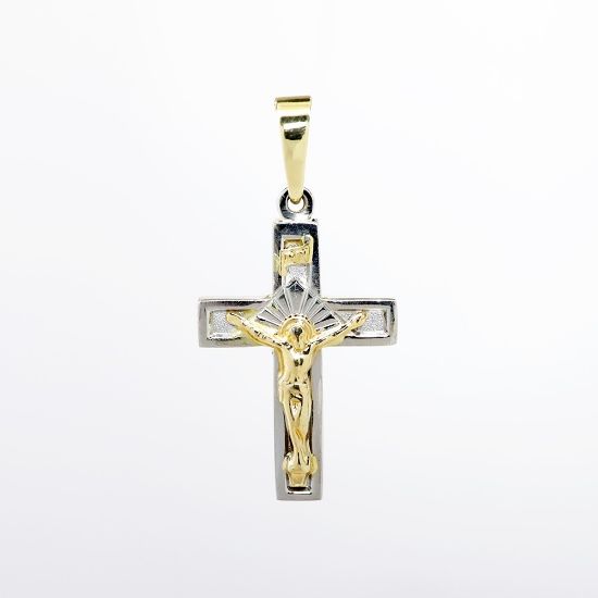 Picture of Crucifix Pendant in Two-Tone 14k Gold