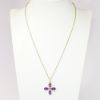 Picture of Amethyst and Diamond Flower Pendant Necklace in 14k Yellow Gold