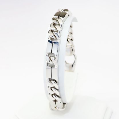 Picture of Men's Modified Curb Link Chain Bracelet in 18k White Gold