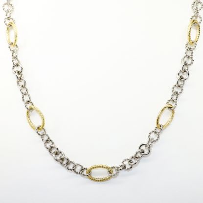 Picture of Phillip Gavriel Oval Link Chain Necklace in Sterling Silver & 18k Yellow Gold
