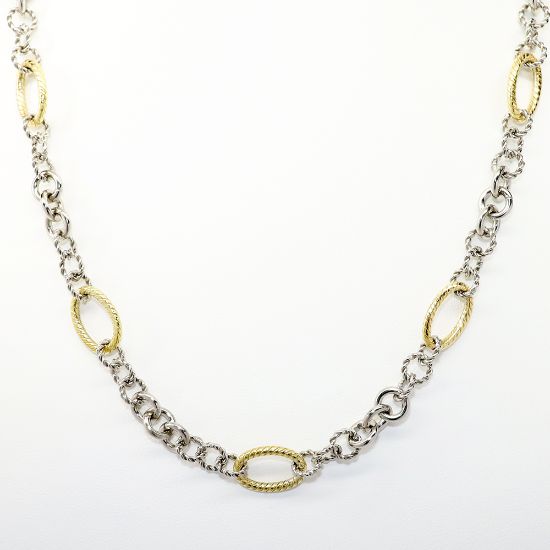 Picture of Phillip Gavriel Oval Link Chain Necklace in Sterling Silver & 18k Yellow Gold