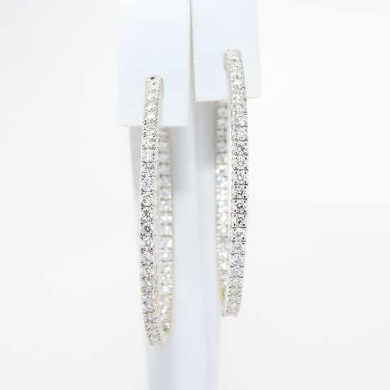 Picture of 3.68ct Diamond Hoop Earrings in 14k White Gold