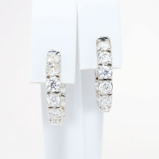 Picture of 3.13ct Diamond Hoop Earrings in 14k White Gold