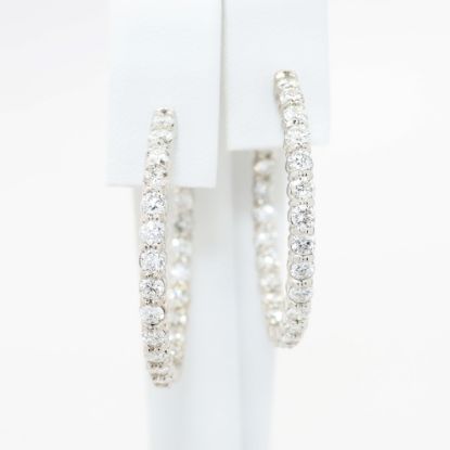 Picture of 3.62ct Diamond Hoop Earrings in 14k White Gold