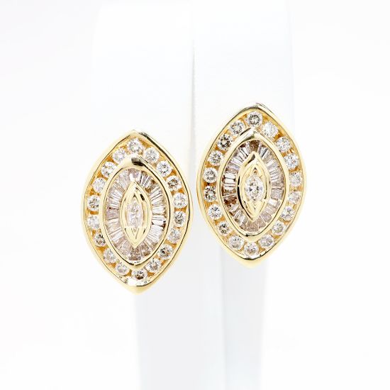 Picture of 2.25ct Diamond Cluster Earrings in 14k Yellow Gold