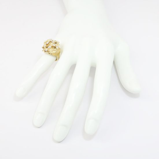 Picture of 14K Yellow Gold Domed Leaf Ring with .50ct Diamonds