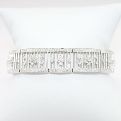 Picture of 14k White Gold Filigree & 2.00ct Diamond Bracelet with Safety Clasp